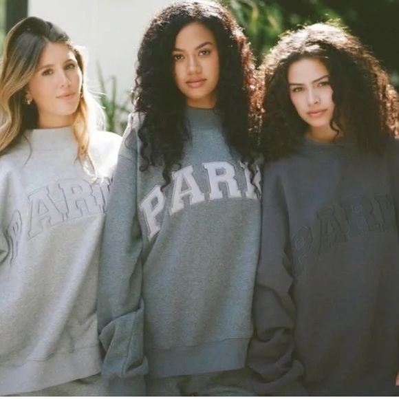 Parke Tops - PARKE Grey Monochrome Varsity Fleece Mockneck Sweatshirt size Small / Medium